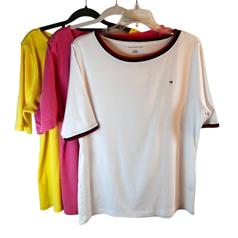 Tommy Hilfiger Bundle 3 TShirts XL Bright Colors Cotton Classic Fit